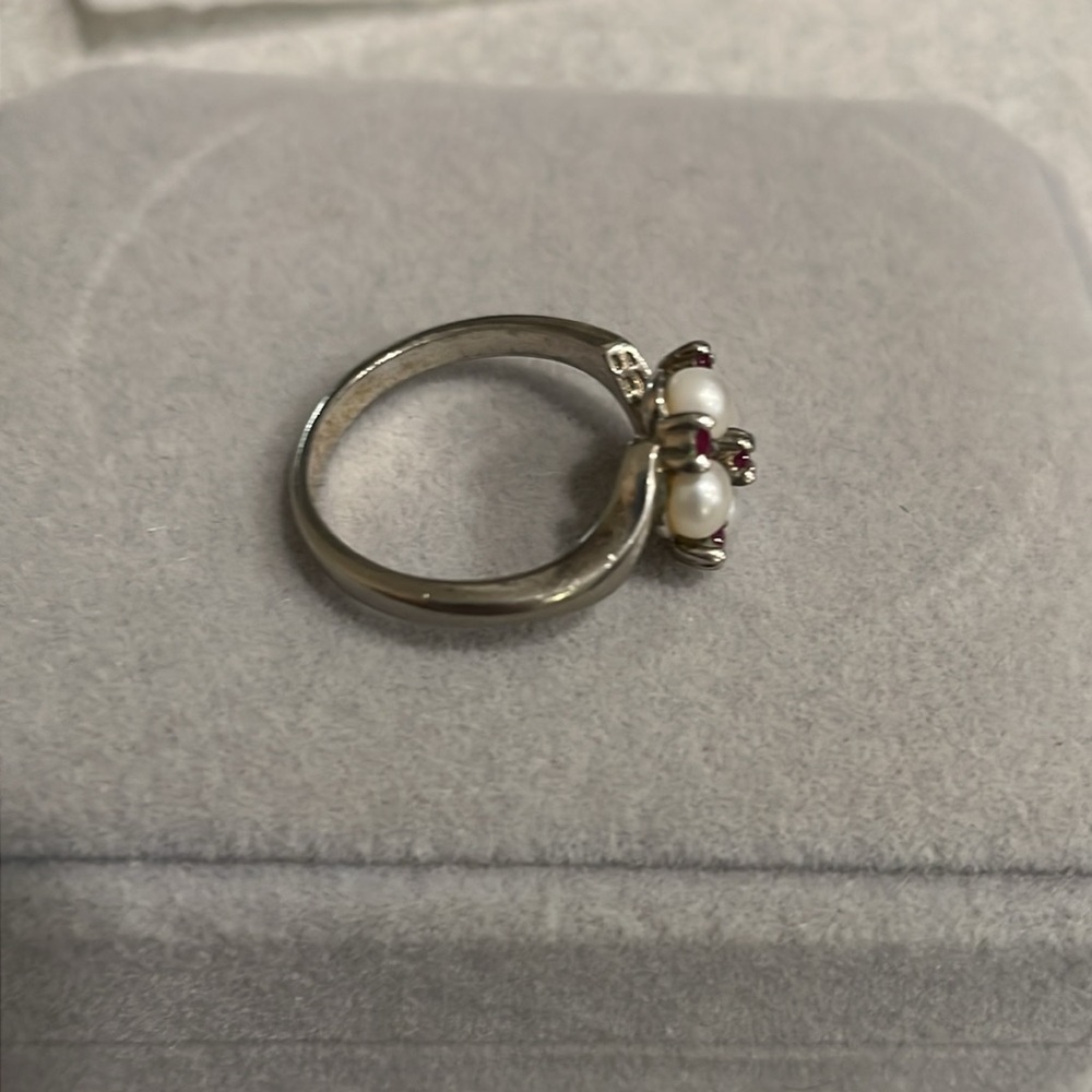 Solid Sterling Silver 925 Natural Ruby & Culture … - image 6